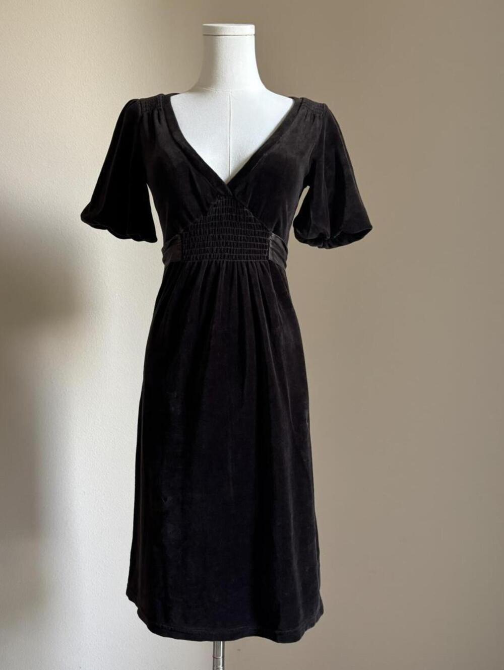 juicy couture brown velvet empire waist midi dress